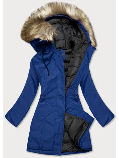 Tmavě modrá dámská zimní bunda s kapucí (J9-065)