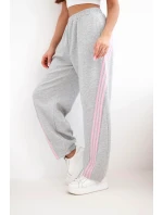 Dámské máslové kalhoty z viskózy s lampasem šedé