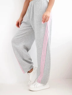 Dámské máslové kalhoty z viskózy s lampasem šedé