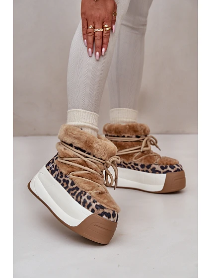 Kožené Dámské Sněhule Na Silné Podešvi S Kožešinou Big Star Hnědé model 21669692 - Big Star Shoes Kožené Dámské Sněhule Na Silné Podešvi S Kožešinou Big Star Hnědé model 21669692 - Big Star Shoes