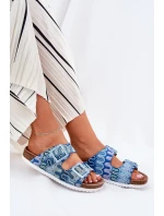 Dámské Pantofle S Přezkami A Leskem S.Barski RB51-006 Modré