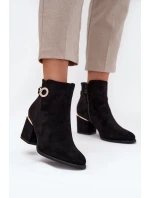 Zateplené dámské kotníkové boty se zlatými detaily na podpatku černé Dorisse
