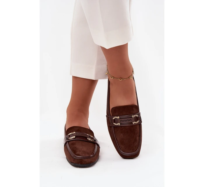 Mokasyny Loafersy Dámské S Ozdobným Prvkem Čokoládové Evelora Mokasyny Loafersy Dámské S Ozdobným Prvkem Čokoládové Evelora
