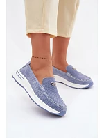 Dámské mokasíny z přírodního semiše modré Demela