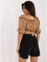 Bluzka LK BZ model 20461029 camelowy - FPrice Bluzka LK BZ model 20461029 camelowy - FPrice