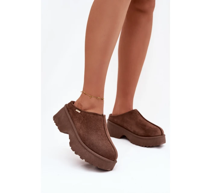 Dámské nízké sněhule na platformě Yrenna – hnědé Dámské nízké sněhule na platformě Yrenna – hnědé