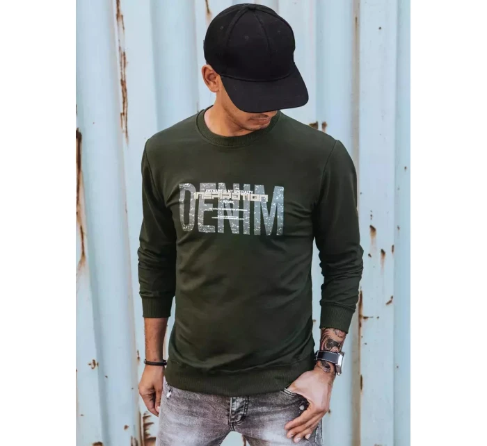 Pánská khaki mikina s potiskem Dstreet BX5358