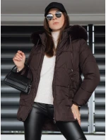 Dámská zimní prošívaná bunda s kapucí hnědá FashionStreet TY5326