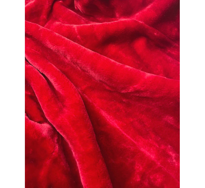 Červená dámská zimní bunda parka s kapucí (B531-4)