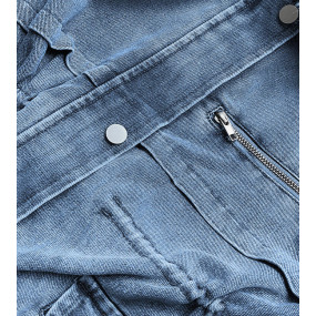 Světle modro/šedá dámská džínová bunda s kožešinovou podšívkou (BR8048-5009)