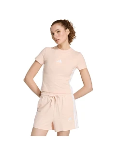 Dámské tričko adidas Essentials 3-Stripes Slim Baby v pastelově růžové barvě KD2343
