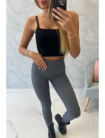 Pruhované legíny v grafitové barvě