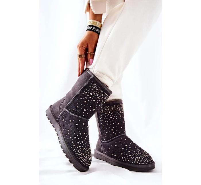 Zateplené sněhule s kamínky Šedá model 21569559 - Boto Zateplené sněhule s kamínky Šedá model 21569559 - Boto