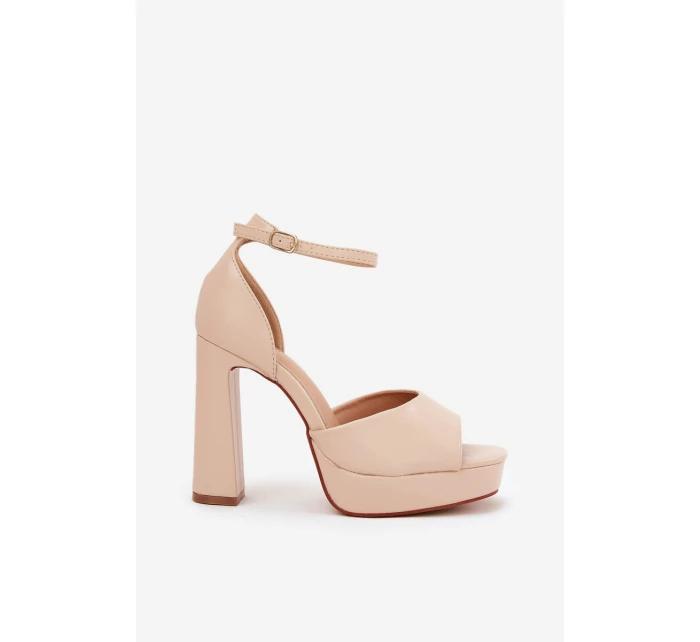 Dámské Sandály Na Podpatku A Platformě Eko Kožené Béžové model 21688872 - Boto Dámské Sandály Na Podpatku A Platformě Eko Kožené Béžové model 21688872 - Boto