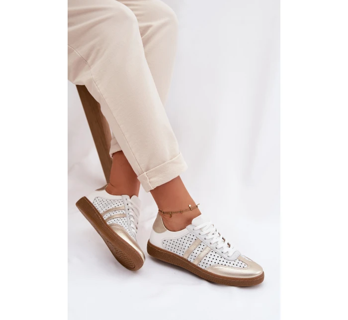 Kožené Síťované Dámské Tenisky Zazoo N1318 Stříbrno-zlaté