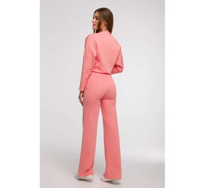 Široké kalhoty s předními korálová barva model 21047265 - BeWear Široké kalhoty s předními korálová barva model 21047265 - BeWear