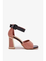 Dámské lakované sandály na sloupku Růžové Vinceza 20266
