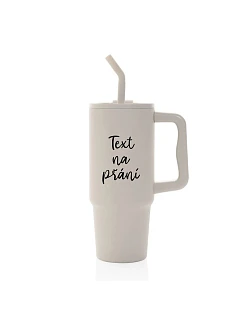 TEXT NA PŘÁNÍ - béžový cestovní termohrnek 900 ml