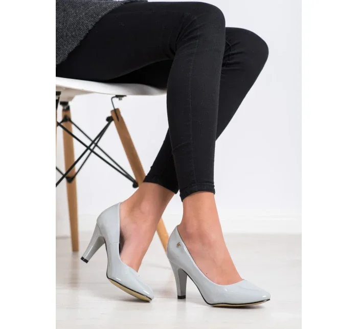 Stylové šedo-stříbrné dámské  lodičky na jehlovém podpatku