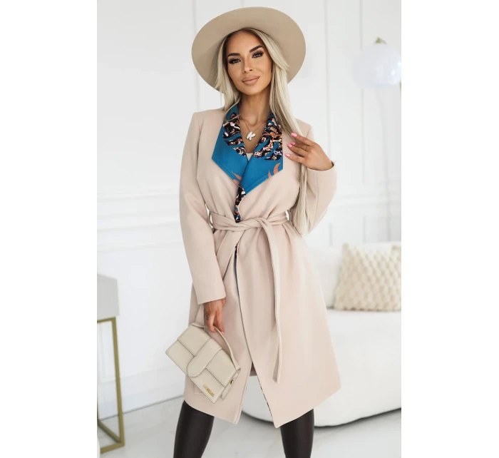 béžový dámský kabát s barevnou v model 20823790 - numoco