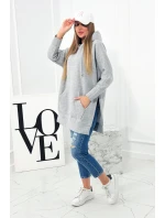 Zateplená mikina s bočními rozparky šedá Zateplená mikina s bočními rozparky šedá