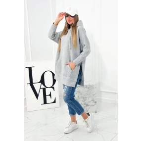 Zateplená mikina s bočními rozparky šedá