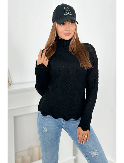 Svetr s ozdobným volánkem černý