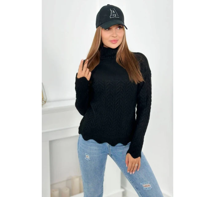 Svetr s ozdobným volánkem černý