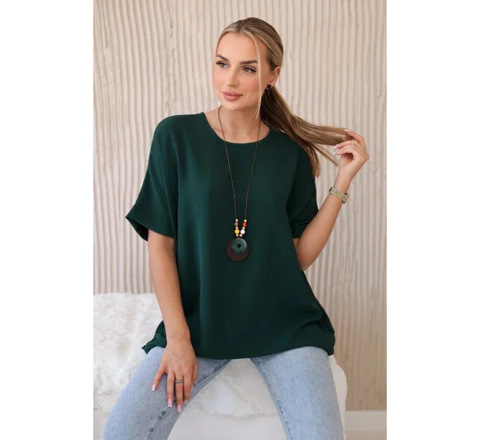 Oversized halenka s přívěskem tmavě zelená