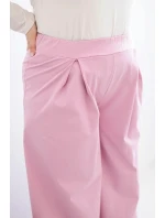 Dámské kalhoty Plus Size s širokými nohavicemi a skladáním jasně fialové