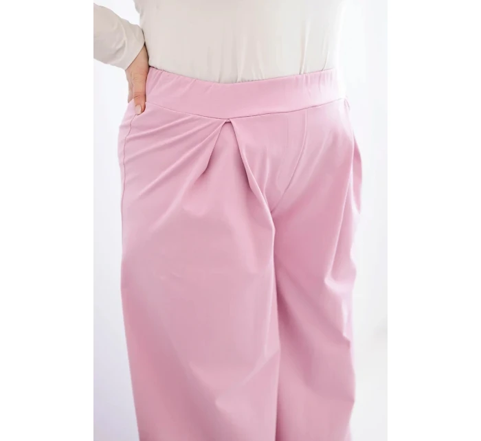 Dámské kalhoty Plus Size s širokými nohavicemi a skladáním jasně fialové