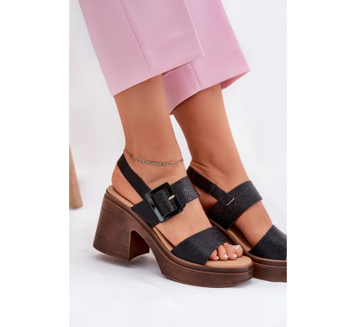 Dámské sandály na masivním podpatku a platformě Černé model 21695414 - VINCEZA