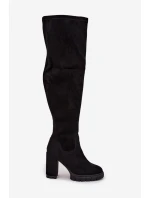 Dámské kozačky nad koleno na  semišová černá model 21757635 - Boto