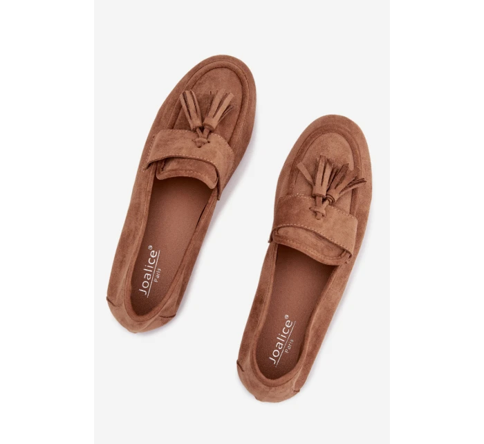 Dámské mokasíny ploché s třásněmi hnědé model 21919041 - Boto Dámské mokasíny ploché s třásněmi hnědé model 21919041 - Boto