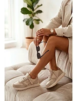 Kožené Semišové Dámské Tenisky Na Platformě  Béžové model 22073057 - VINCEZA