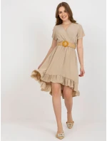 Sukienka DHJ SK model 21110918 beżowy - FPrice Sukienka DHJ SK model 21110918 beżowy - FPrice