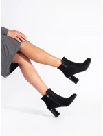 Výborné dámské černé kotníčkové boty na širokém podpatku Výborné dámské černé kotníčkové boty na širokém podpatku