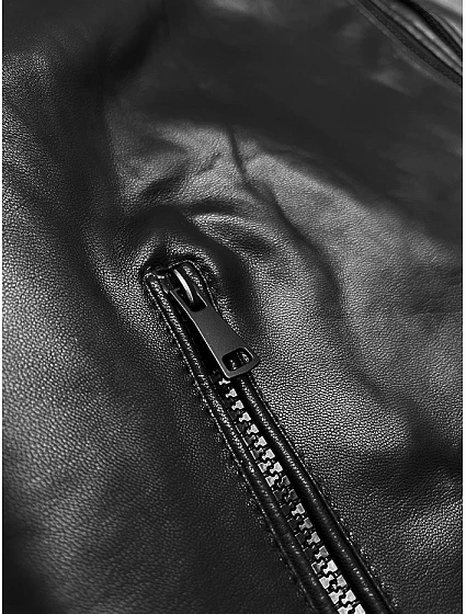Černá kožená bunda s klopami model 19576673 - J.STYLE