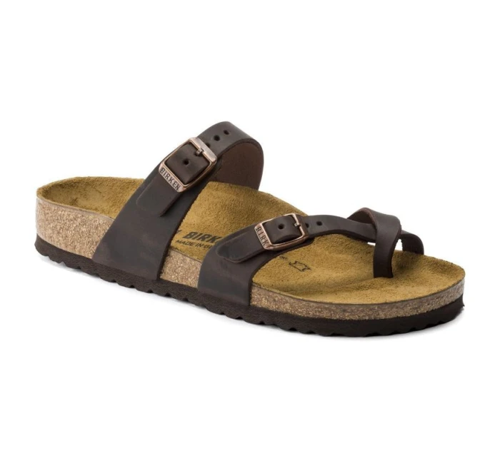 dámské žabky z kůže hnědé model 21867305 - Birkenstock dámské žabky z kůže hnědé model 21867305 - Birkenstock