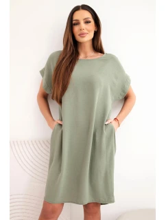 Šaty s kapsami model 21954898 khaki - K-Fashion