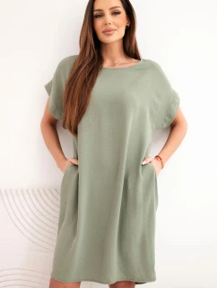 Šaty s kapsami model 21954898 khaki - K-Fashion