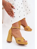 Dámské sandály na podpatku z imitace semiše Žluté Rosetta