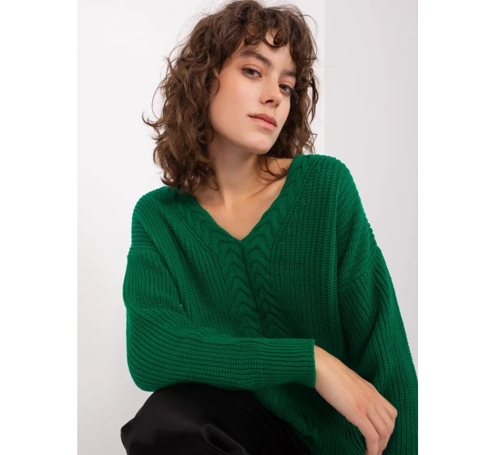 Sweter BA SW model 19014760 ciemny zielony - FPrice Sweter BA SW model 19014760 ciemny zielony - FPrice