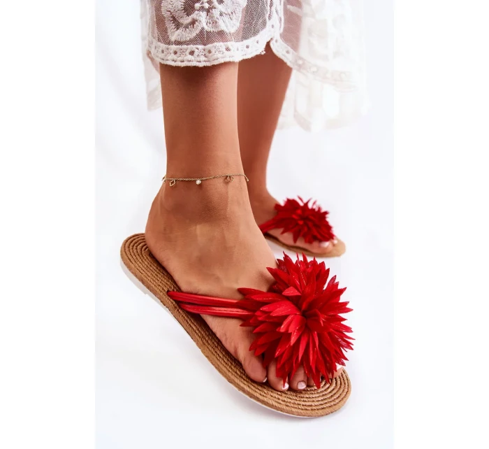 Dámské žabky s látkovým ornamentem Červené Eviana Dámské žabky s látkovým ornamentem Červené Eviana