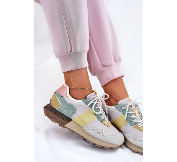 Dámské semišové tenisky Big Star HI-POLY SYSTEM – šedo-žluté