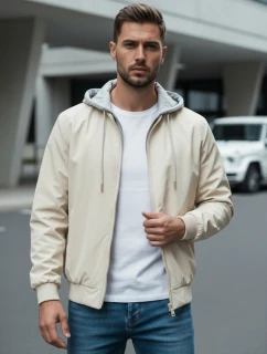 Pánská bunda bomber s kapucí bílá FashionStreet TX5020