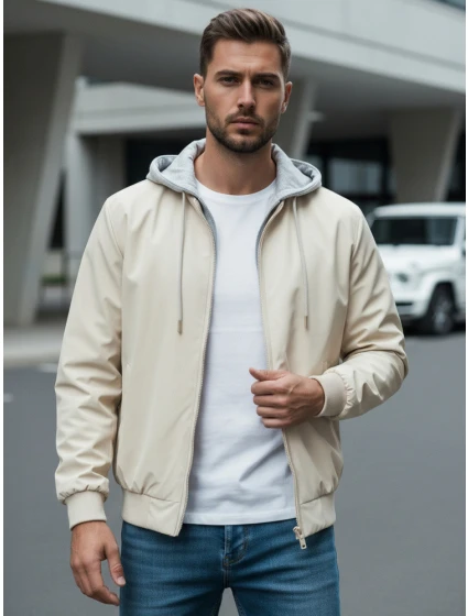 Pánská bunda bomber s kapucí bílá model 21986360 - Dstreet Pánská bunda bomber s kapucí bílá model 21986360 - Dstreet