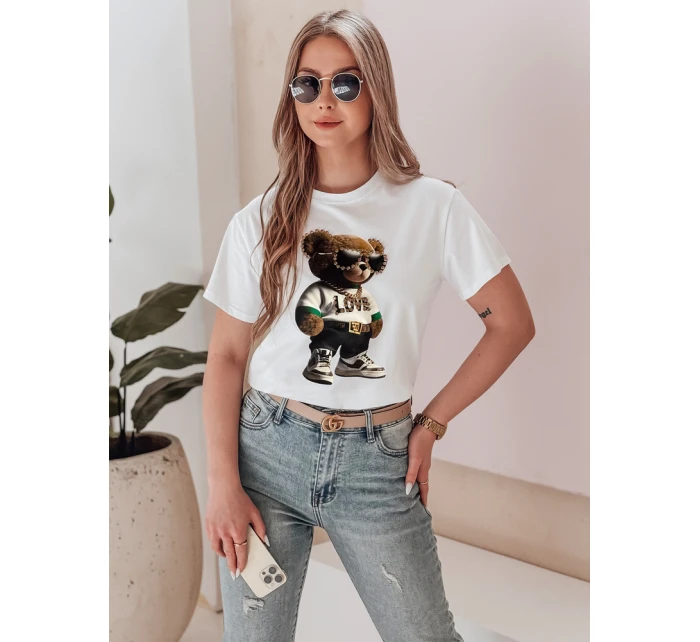 Dámské tričko s medvídkem bílé model 21988859 - Dstreet