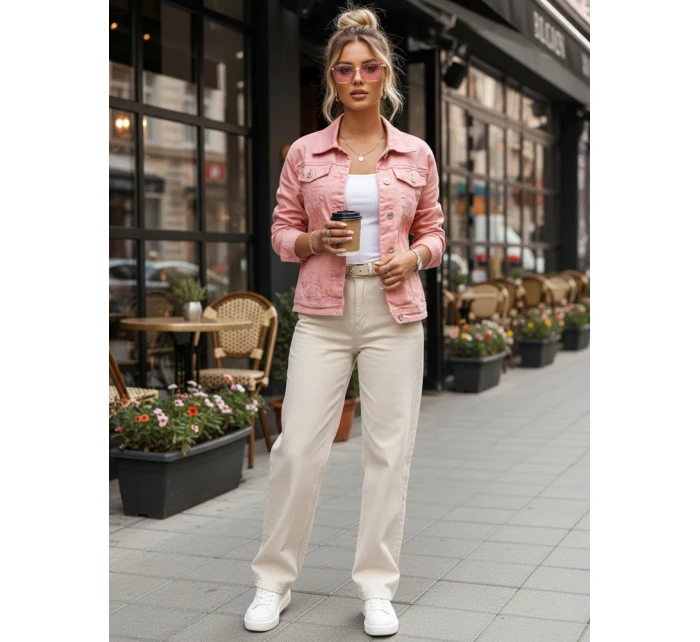 FashionStreet dámská růžová džínová bunda TY5597
