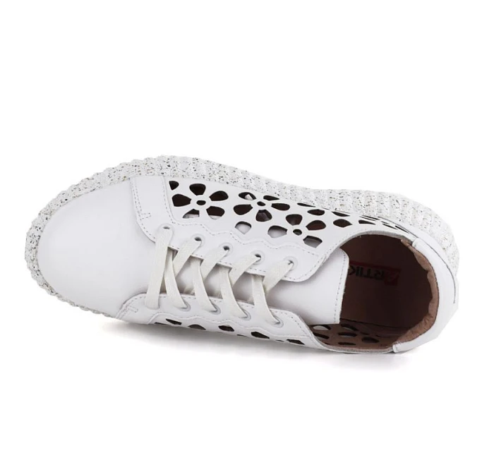 Dámské kožené boty na platformě bílé Artiker 56C1167 Dámské kožené boty na platformě bílé Artiker 56C1167